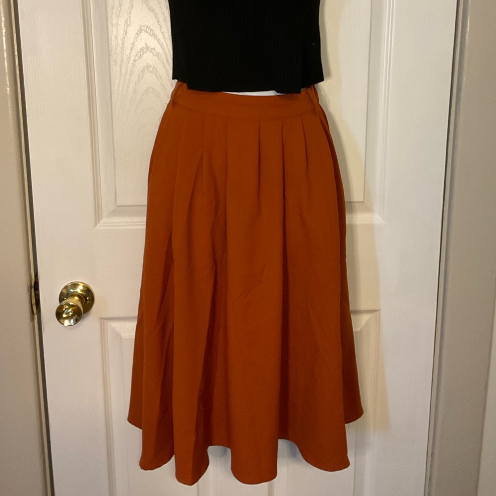ModCloth | Orange Midi Skirt - Size M